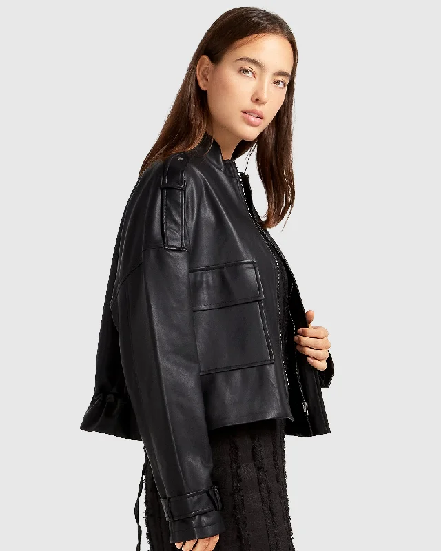 Friends and Family Sale insulated trench coatReload Draped Leather Look Jacket - Black