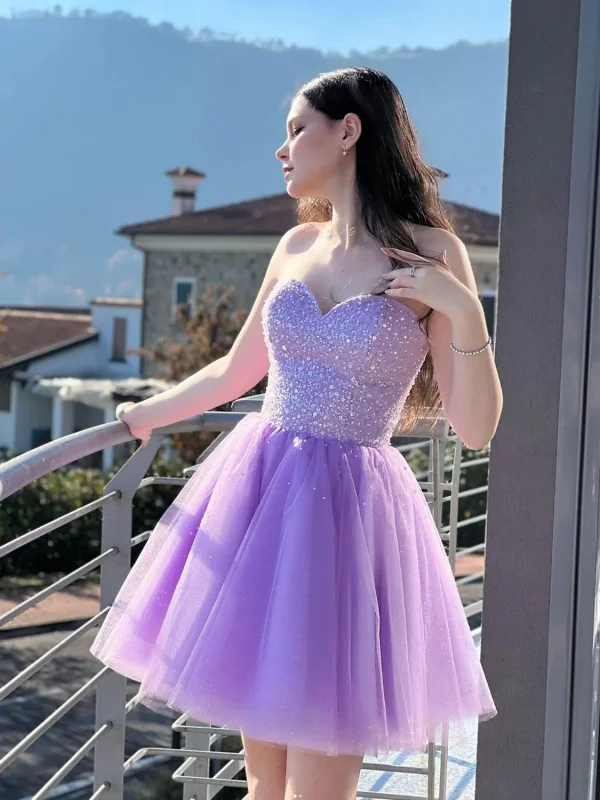 Early Access office dressoffice dressShiny Sweetheart Neck Purple Sequins Prom Dresses, Strapless Lilac Homecoming Dresses, Short Purple Formal Graduation Evening Dresses SP2719 Early Access office dressoffice dressShiny Sweetheart Neck Purple Sequins Prom Dresses, Strapless Lilac Homecoming Dresses, Short Purple Formal Graduation Evening Dresses SP2719
