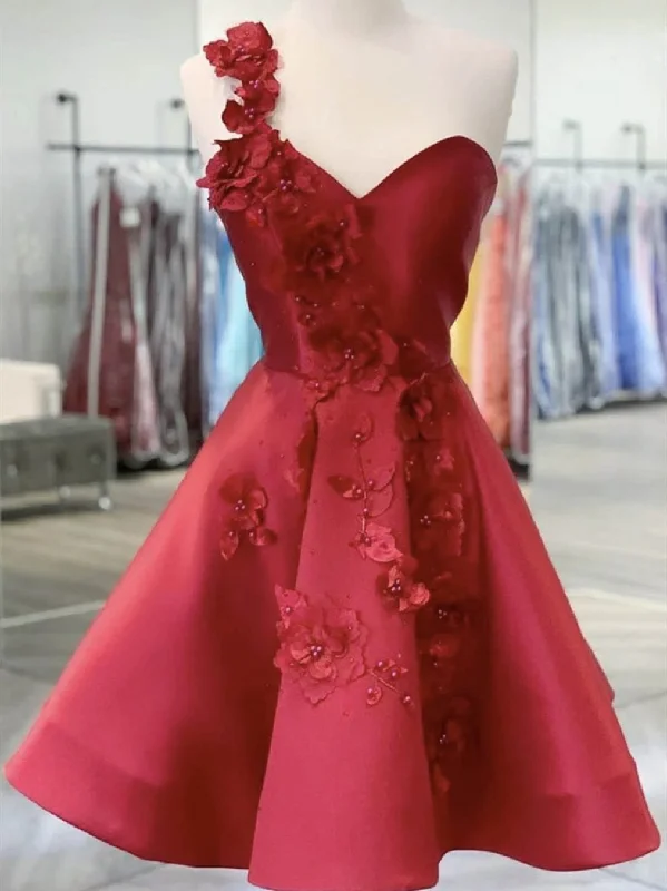Great Deals wrap dresswrap dressOne Shoulder Open Back Burgundy Floral Prom Dresses, Wine Red Floral Formal Evening Homecoming Dresses