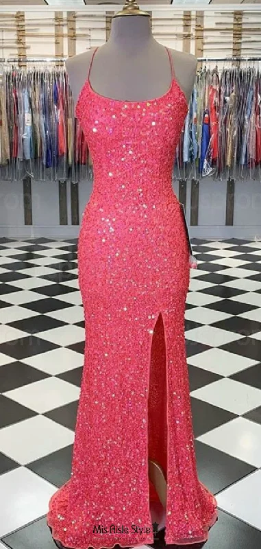Crazy Deals pleated maxi dresspleated maxi dressSexy Slit Fitted Coral Sparkle Pageant Dress