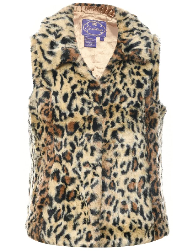 Weekend Deal stylish lightweight coatLeopard Print Faux Fur Coat - S