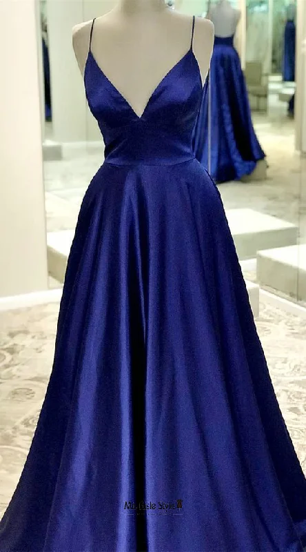 Crazy Savings sleek midi dresssleek midi dressA line Backless Navy Blue Prom Dress