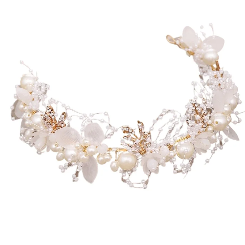 Limited Time Discount spaghetti strap dressspaghetti strap dressWhite bridal pearl Headpieces wedding accessories 609189851037