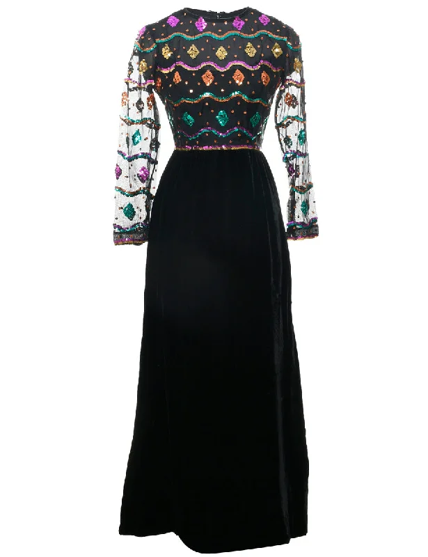 relaxed winter jacketVelvet Embellished  Evening Dress - S