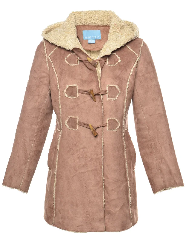 Clearance Sale everyday winter coatHooded Shearling Lined Toggle Fasten Jacket - S