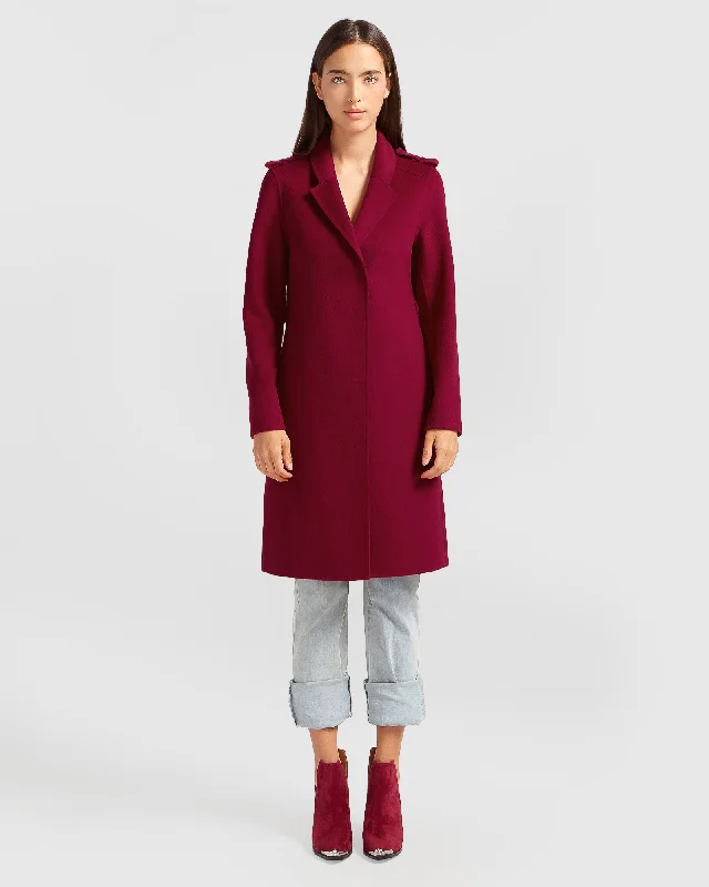 New Deals elegant coatJealousy Belted Wool Blend Coat - Magenta