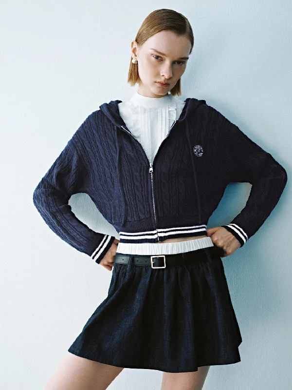 Don't Miss Zipper Front Hooded Knitted Cardigan
