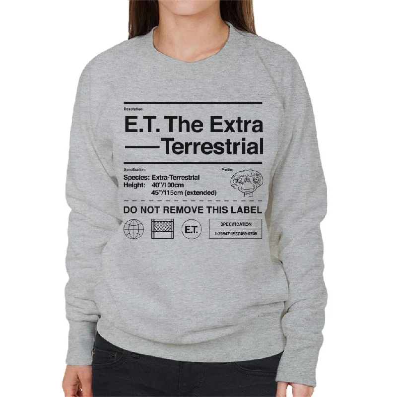 YEAR-End Sale eco-friendly sports hoodieE.T. The Extra Terrestrial Specification Profile Women's Sweatshirt YEAR-End Sale eco-friendly sports hoodieE.T. The Extra Terrestrial Specification Profile Women's Sweatshirt