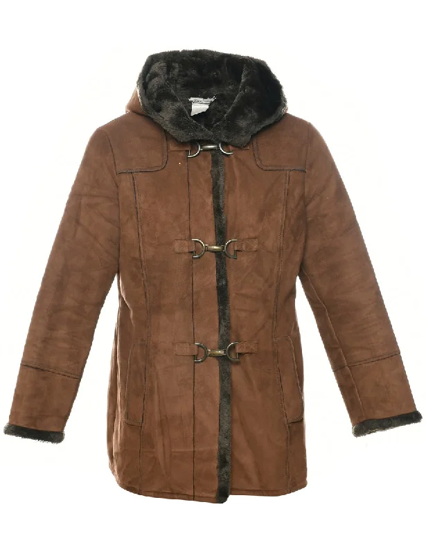 Exclusive Offers slim fit coatHooded Brown Coat - S