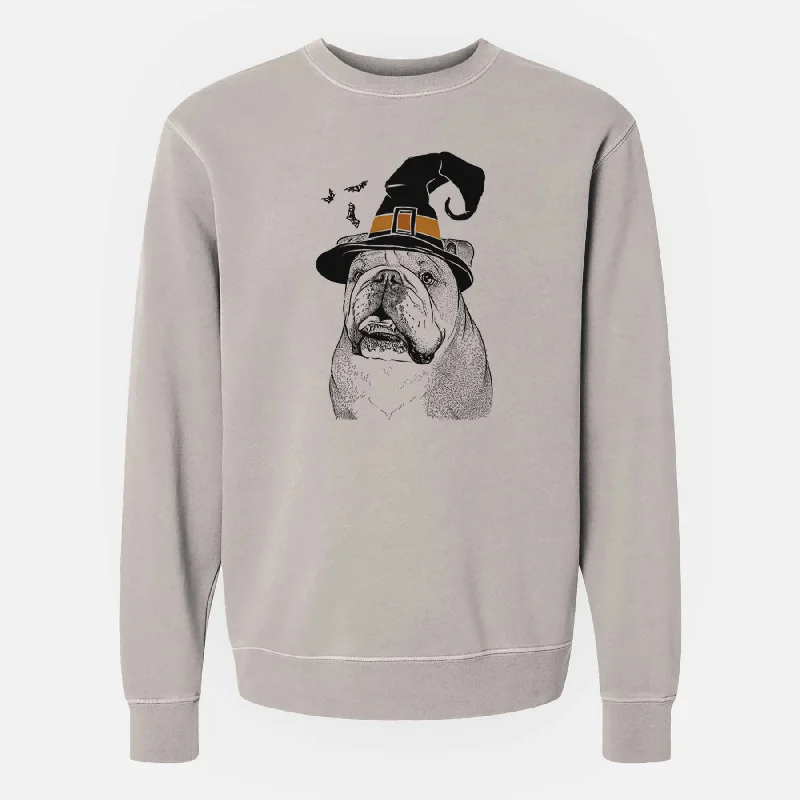 Online Only stylish athletic hoodieWitch Piggy the English Bulldog - Unisex Pigment Dyed Crew Sweatshirt Online Only stylish athletic hoodieWitch Piggy the English Bulldog - Unisex Pigment Dyed Crew Sweatshirt