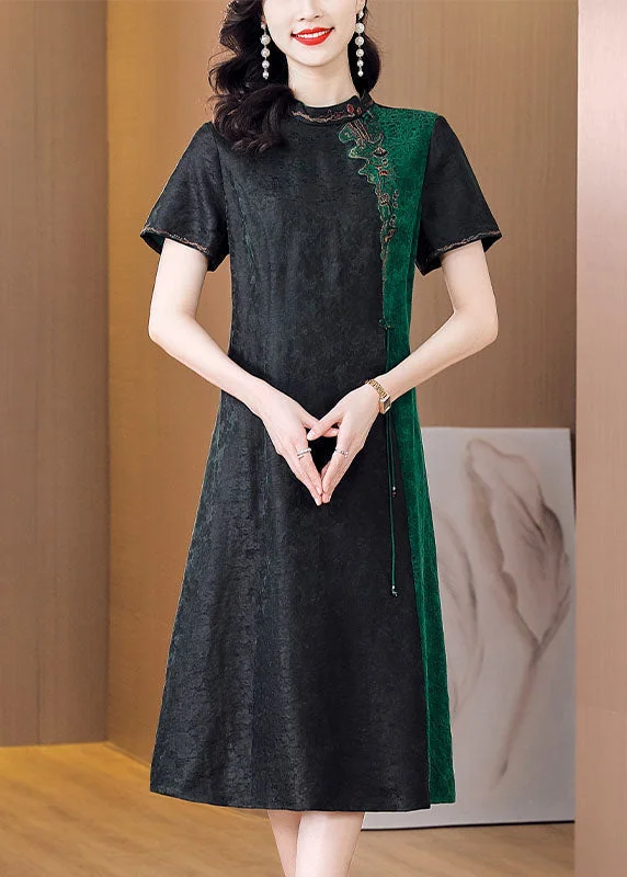 Sale Event elegant shift dresselegant shift dressOrganic Black Tasseled Embroideried Patchwork Silk Dress Summer