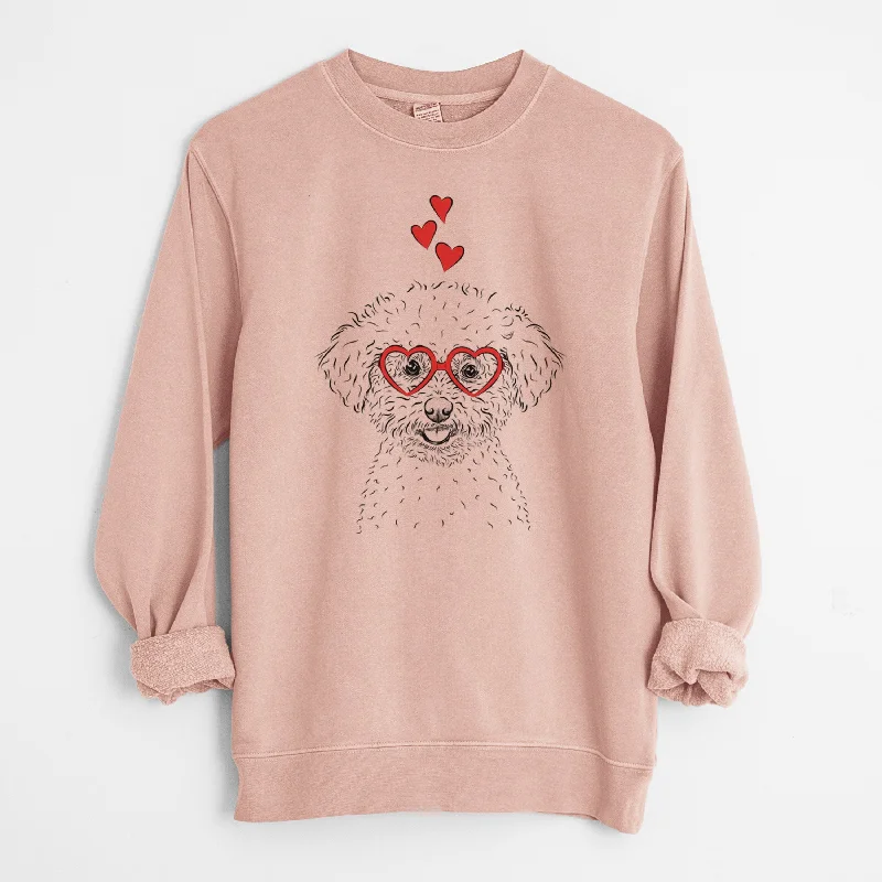 performance hoodie for gymValentine Mickey the Bichon Frise - Unisex Pigment Dyed Crew Sweatshirt