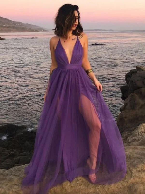 Exclusive Access elegant dresselegant dressSimple A Line V Neck Purple Tulle Long Prom Dresses with High Slit, V Neck Purple Formal Graduation Evening Dresses SP2952 Exclusive Access elegant dresselegant dressSimple A Line V Neck Purple Tulle Long Prom Dresses with High Slit, V Neck Purple Formal Graduation Evening Dresses SP2952