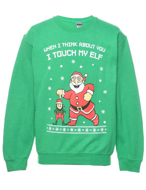Year-End Sale sporty outerwearSanta Claus Christmas Sweatshirt - S