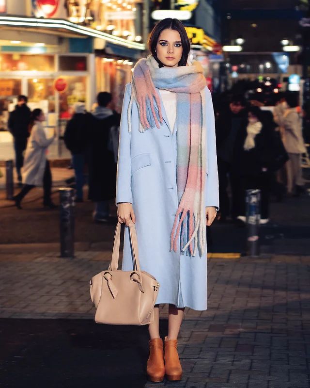 Bonus Savings chic wool coatTainted Love Longline Coat - Sky Blue