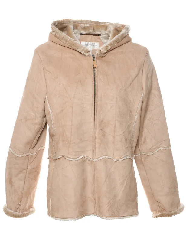 Clearance Items elegant coatLight Brown Faux Fur Lined Shearling Coat - L