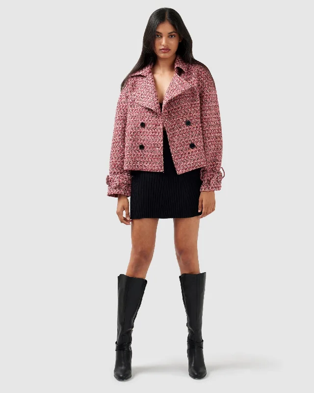 Referral Discount versatile coatPower Over Me Tweed Jacket - Red