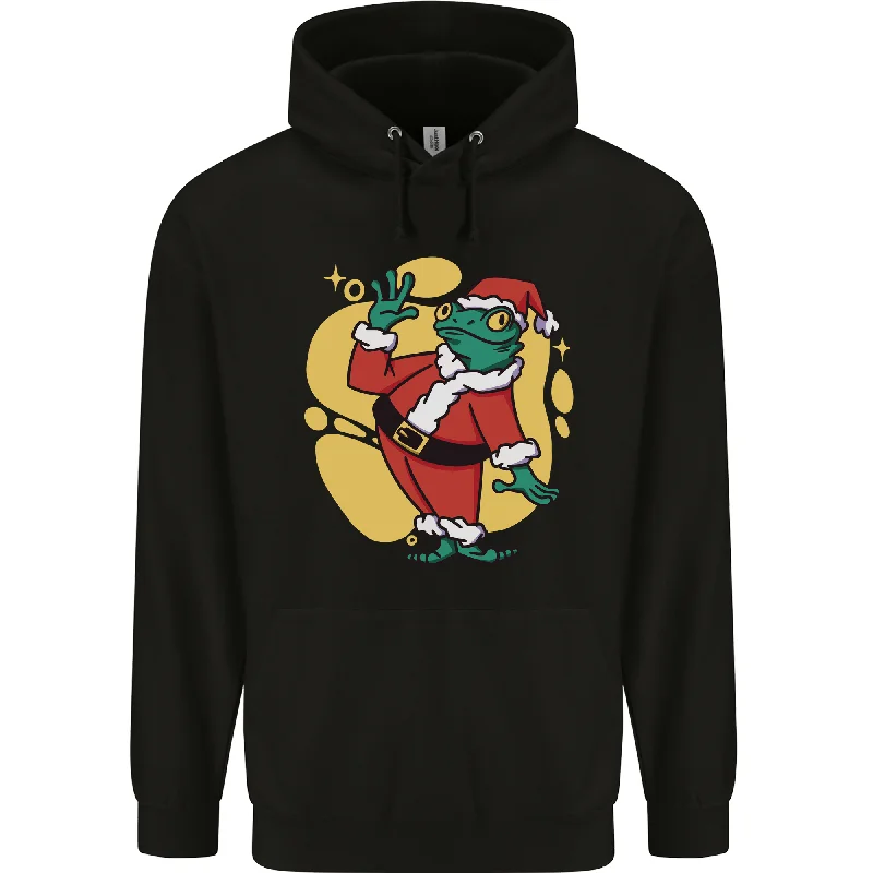 Deal Alert trendy zip-up hoodieA Christmas Frog Dressed as Santa Claus Mens 80% Cotton Hoodie