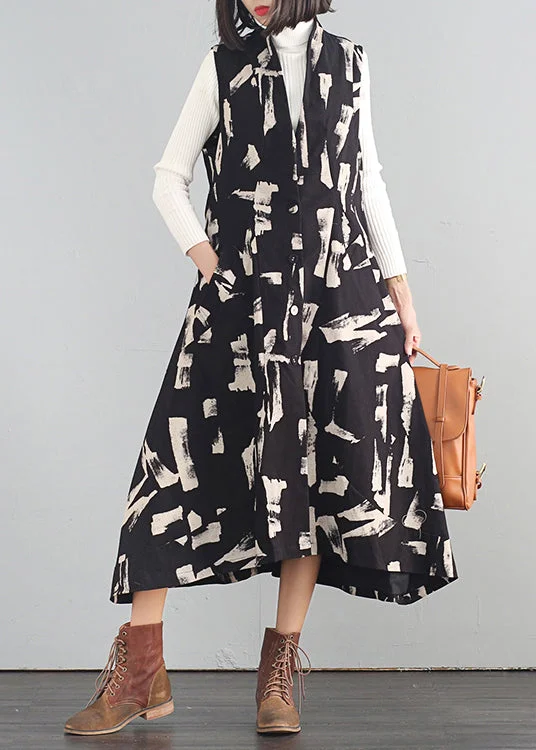 Bargain Bin boho-chic dressboho-chic dressItalian Apricot Stand Collar Print Cotton Long Dresses Fall