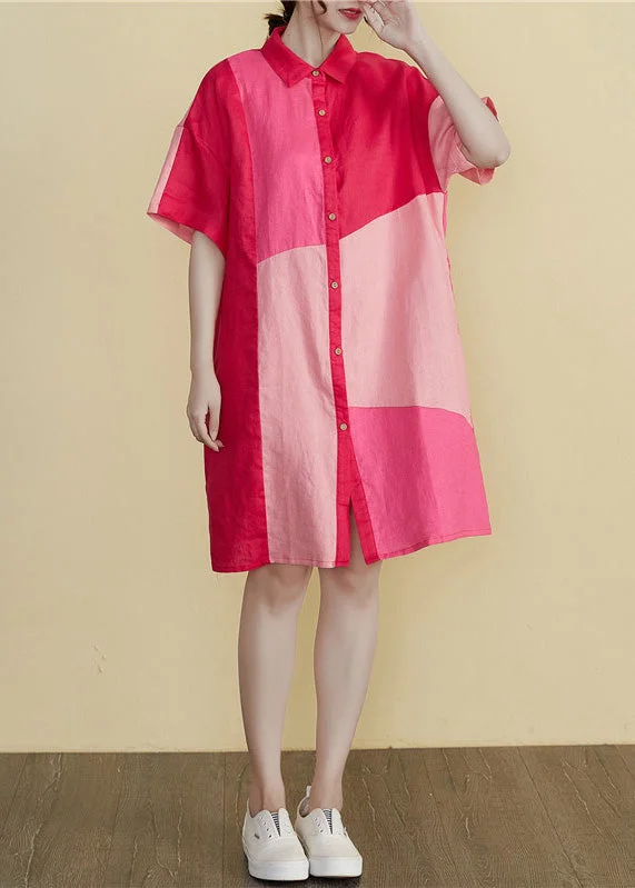 The Best Prices winter dresswinter dressArt Peter Pan Collar Patchwork Button Long Dresses Summer