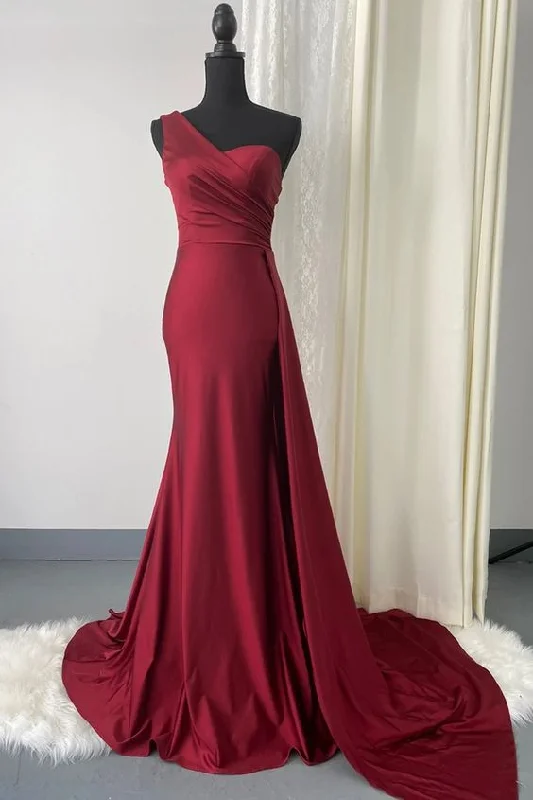 Final Markdown casual day dresscasual day dressOne Shoulder Burgundy Evening Dress