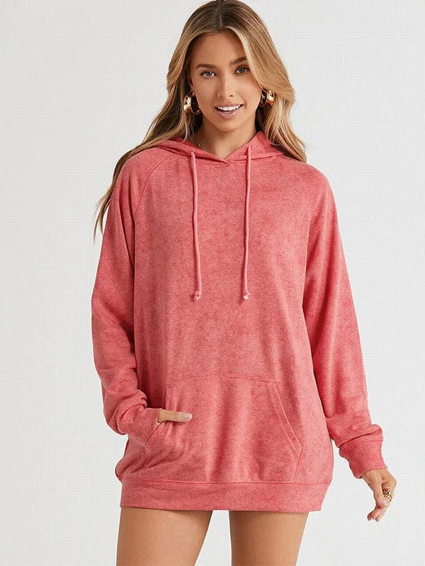 Low Prices Women'S Green Hooded Sweatshirt With Drawstring For Sports