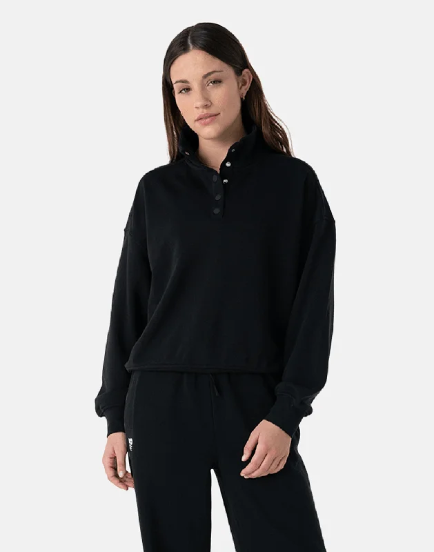 Unmissable Offer fitted workout sweatshirtVenice Snap Collar Sweatshirt in Black