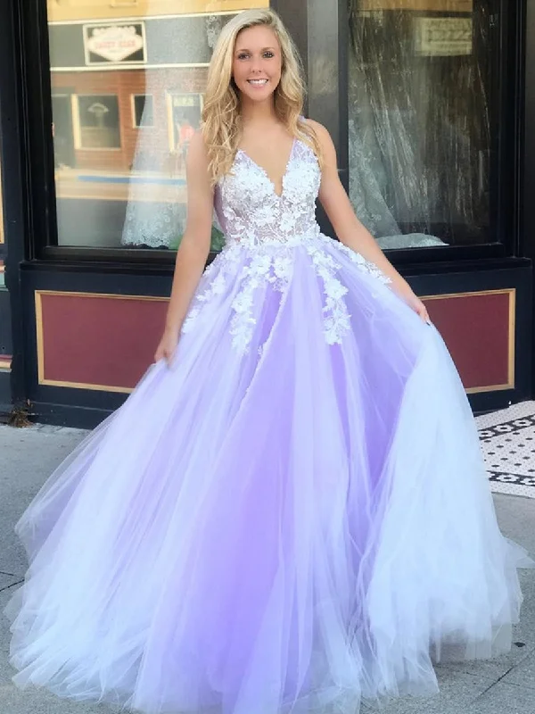 Exclusive Savings textured dresstextured dressV Neck Open Back White Lace Appliques Top Purple Tulle Long Prom Dresses, Lace Purple Formal Dresses, Evening Dresses 2019 Exclusive Savings textured dresstextured dressV Neck Open Back White Lace Appliques Top Purple Tulle Long Prom Dresses, Lace Purple Formal Dresses, Evening Dresses 2019