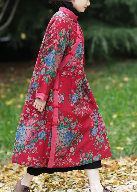 Don't Wait winter dresswinter dressVintage Red Oversized Print Fine Cotton Filled Maxi Dress Winter Don't Wait winter dresswinter dressVintage Red Oversized Print Fine Cotton Filled Maxi Dress Winter