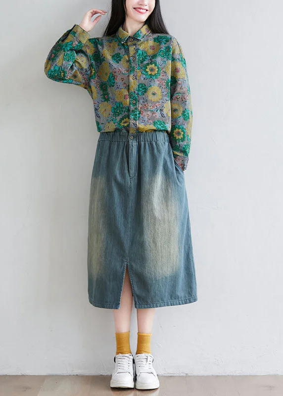 Fantastic Offers elegant maxi dresselegant maxi dressStylish Colorblock Peter Pan Collar Patchwork Print Denim Dress Spring