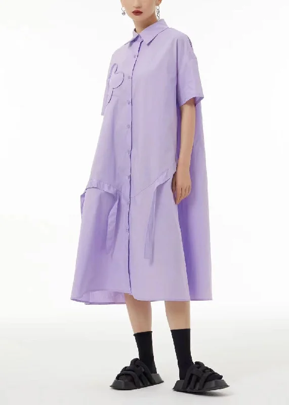 Instant Discount A-line dressA-line dressPurple Patchwork Applique Cotton Vacation Dresses Tassel Summer