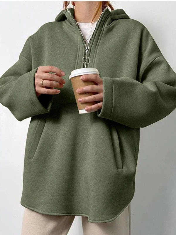 Massive Deals Women'S Hooded Pullover Sweatshirt In Casual Solid Color Sports Style