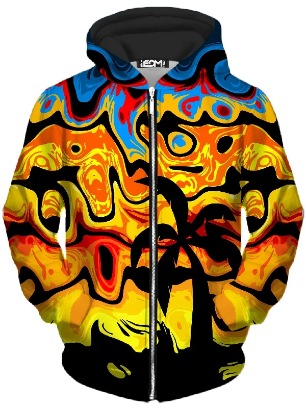 Deep Discounts oversized hoodie with drawstringsAbstract Summer Sunset Unisex Zip-Up Hoodie