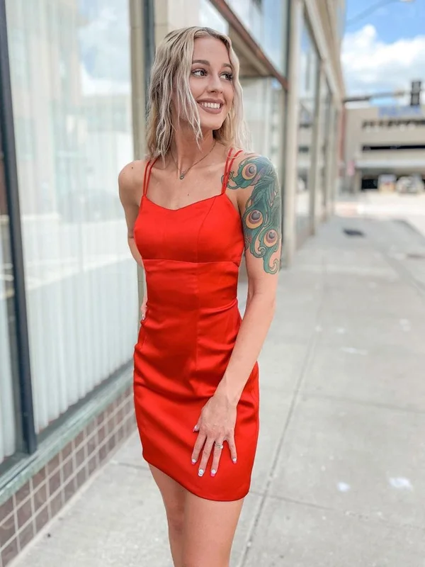 Deep Discounts lace-up dresslace-up dressMermaid Backless Red Short Prom Dress, Backless Red Homecoming Dress, Short Red Formal Evening Dress