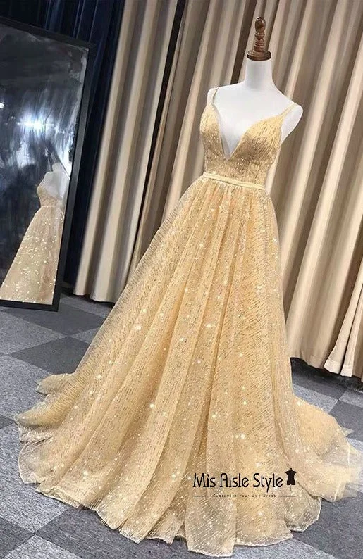 Final Sale fitted bodycon dressfitted bodycon dressFashion Gold Sparkle Prom Dress
