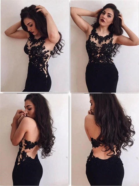 Hurry In chic wrap dresschic wrap dressCustom Made Round Neck Black Lace Floor Length Prom Dresses