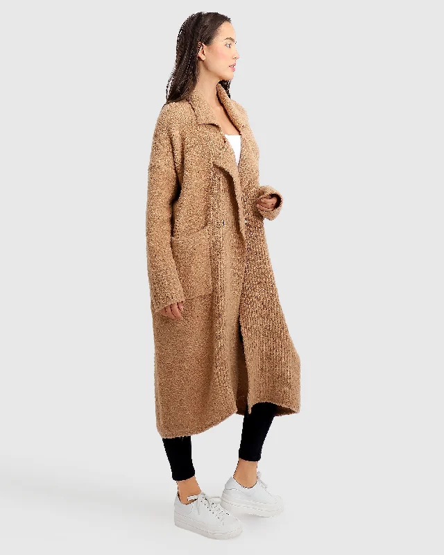 Don't Miss classic jacketBorn To Run Sustainable Sweater Coat - Light Camel