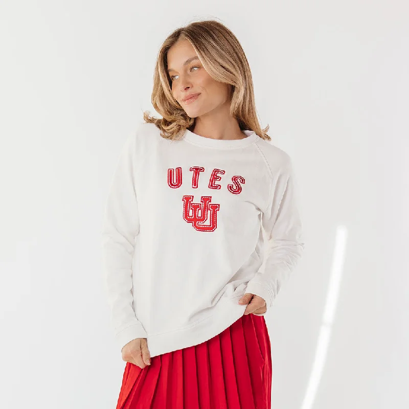Year-End Clearance Utah Embroidered Campus Crew, White Utah UU