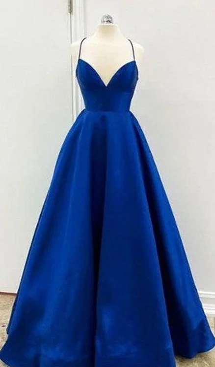 Value Deals romantic dressromantic dressRoyal Blue Criss Cross Back Cheap Prom Dress