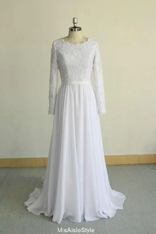 The Best Prices evening dressevening dressModest Long Sleeve Lace Plus Size Wedding Dress