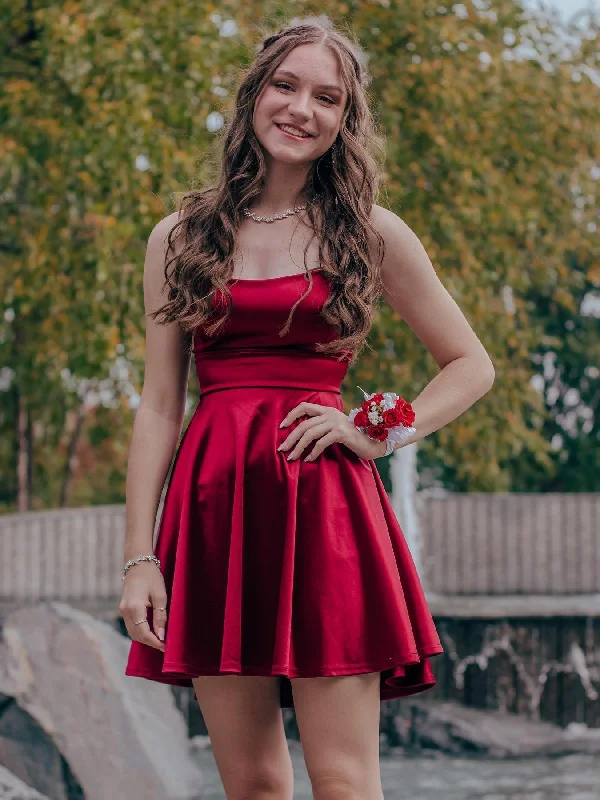 Act Fast casual knit dresscasual knit dressA Line Spaghetti Straps Burgundy Prom Dresses, Short Burgundy Homecoming Dresses, Burgundy Formal Evening Dresses SP2454