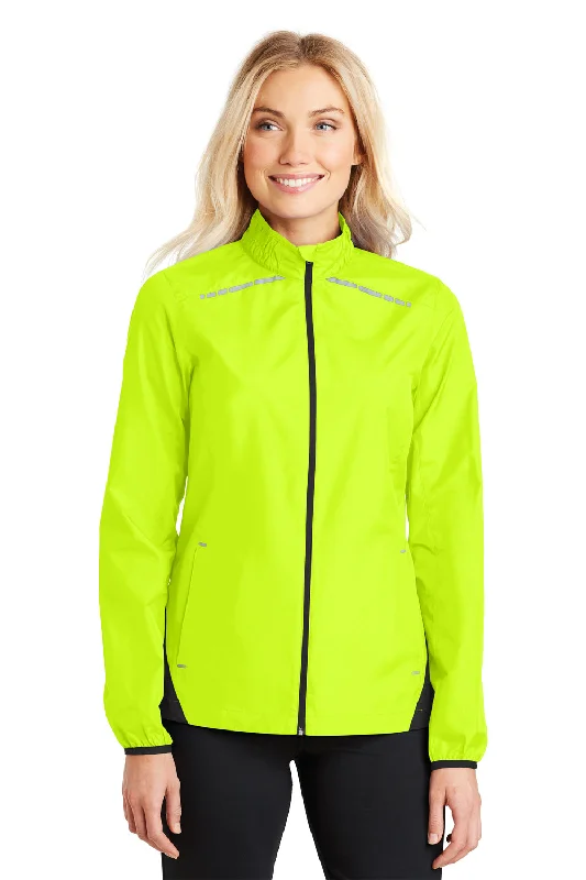 oversized puffer coatPort Authority Womens Zephyr Reflective Hit Wind & Water Resistant Full Zip Jacket - Safety Yellow/Deep Black - Closeout