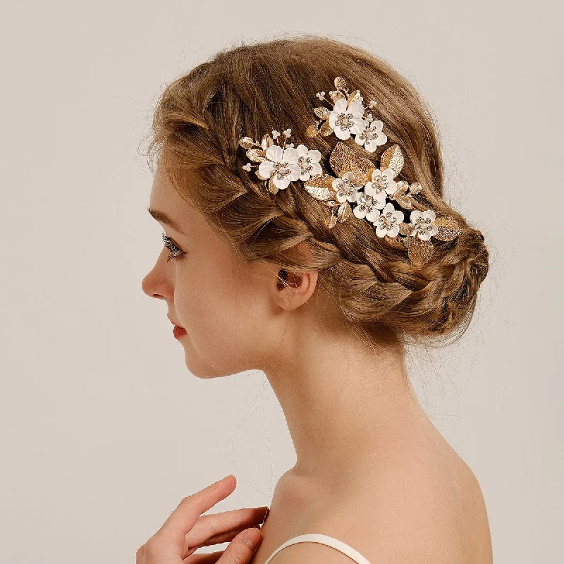 Blowout Deals wrap dresswrap dressVintage Leaf Flower hairpin set Bridal Wedding Headwear Handmade Hairpin and comb 771959289349
