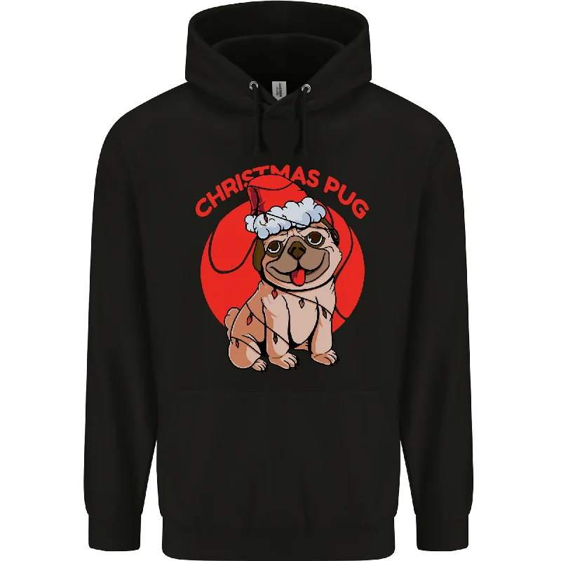 Online Specials oversized hooded sweatshirtA Christmas Pug Wearing an Xmas Hat Mens 80% Cotton Hoodie