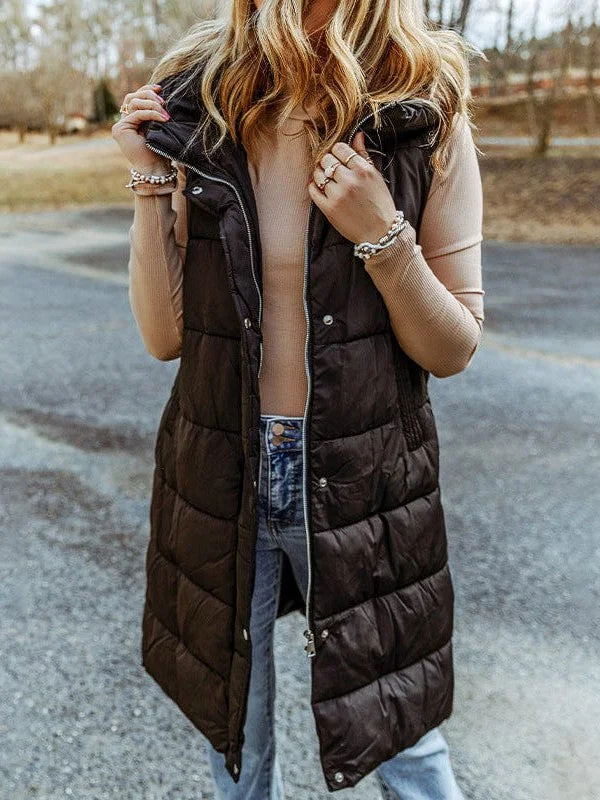 Major Savings Versatile Women'S Hooded Vest - Long Comfortable Casual Street Style Jacket