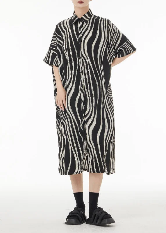 Special Savings luxury dressluxury dressPlus Size Black Zebra Pattern Oversized Cotton Shirt Dress Summer