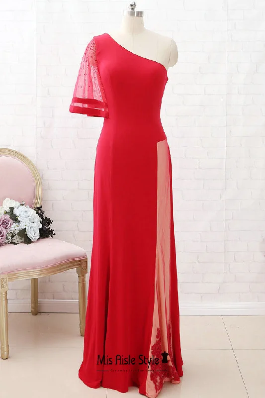 Deep Discounts stylish party dressstylish party dressSingle Sleeve Sheath Red Party Dress
