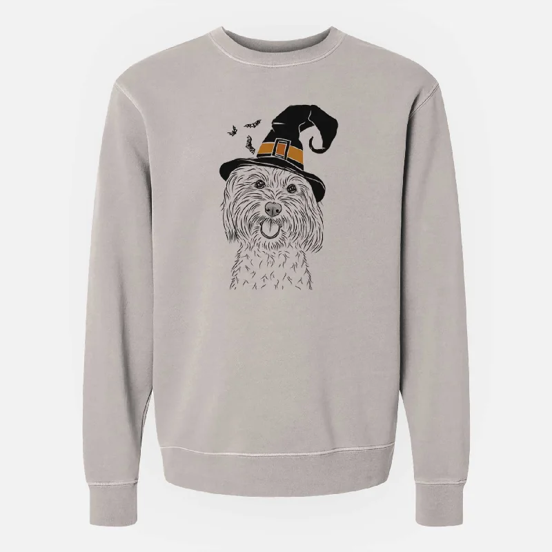 Can't Be Beat graphic gym sweatshirtWitch Cuddles the Coton de Tulear - Unisex Pigment Dyed Crew Sweatshirt Can't Be Beat graphic gym sweatshirtWitch Cuddles the Coton de Tulear - Unisex Pigment Dyed Crew Sweatshirt