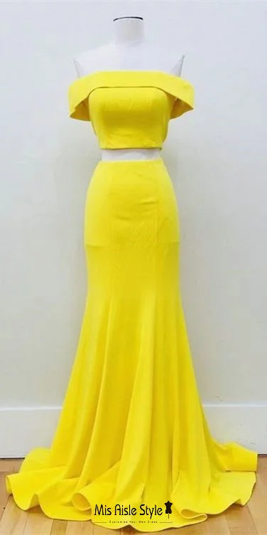 Great Bargains trendy mini dresstrendy mini dressMermaid Two Piece Yellow Pageant Dress