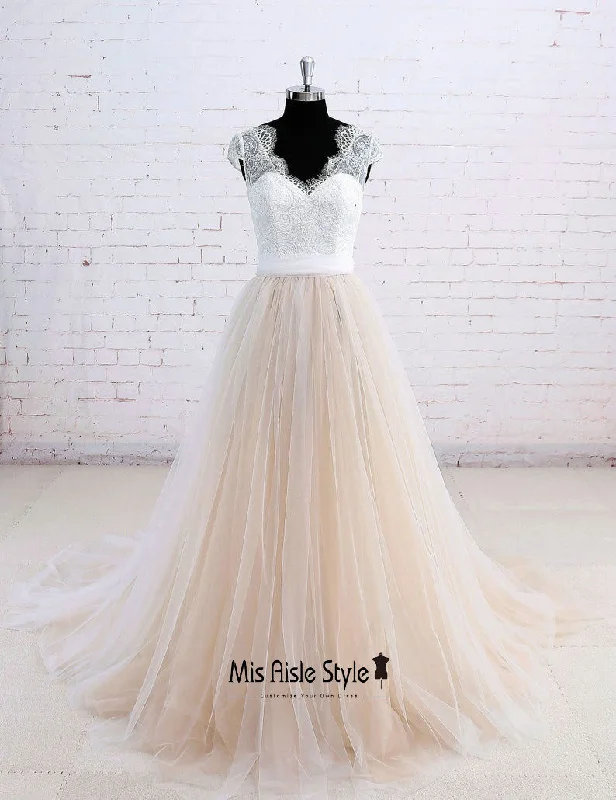 Savings Galore cocktail dresscocktail dressCap Sleeves Champagne Summer Wedding Dress